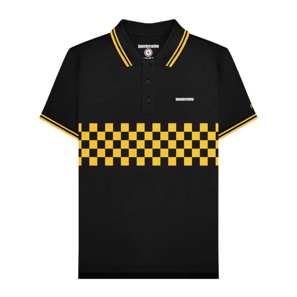 Lambretta Mens SS25 Two Tone Tipped Polo Shirt / Black/Gold